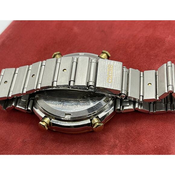 Vtg 7a48-7010 Seiko Chronograph Rare Orig. Bracelet Chrono Repair Moon Phase JDM - Picture 8 of 12